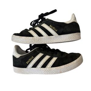 Adidas Gazelle Black & White Suede Sneakers Youth Kids Size 1 Stripes Retro